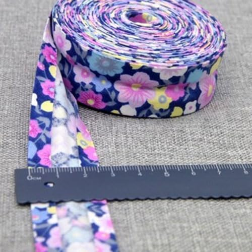 Schrägband Baumwolle 25mm Gefalzt 48 Farben zum nähen Nahtband (geblümt Jeansblau, 5 metre) von tutu2