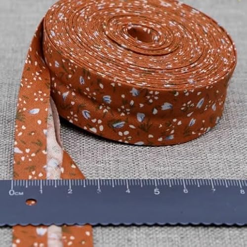 Schrägband Baumwolle 25mm Gefalzt 48 Farben zum nähen Nahtband (geblümt braun, 5 metre) von tutu2