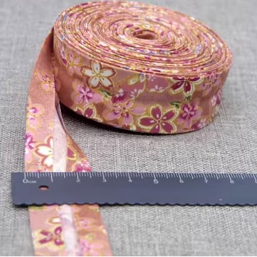 Schrägband Baumwolle 25mm Gefalzt 48 Farben zum nähen Nahtband (gold schmetterling rot, 5 metre) von tutu2