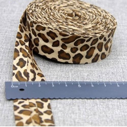 Schrägband Baumwolle 25mm Gefalzt 48 Farben zum nähen Nahtband (leopard beige, 5 metre) von tutu2