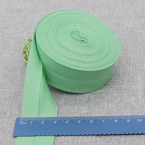 Schrägband Baumwolle 30mm Gefalzt 33 Farben zum nähen Nahtband (Hellgrün, 5 Metre) von tutu2