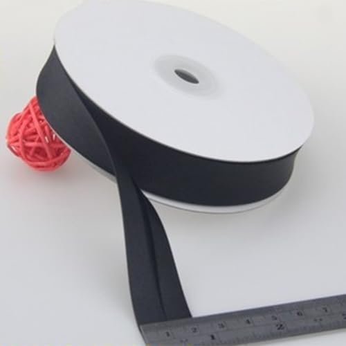 Schrägband Satin 20mm Gefalzt 39 Farben zum nähen Nahtband (Schwarz, 10 Metre) von tutu2