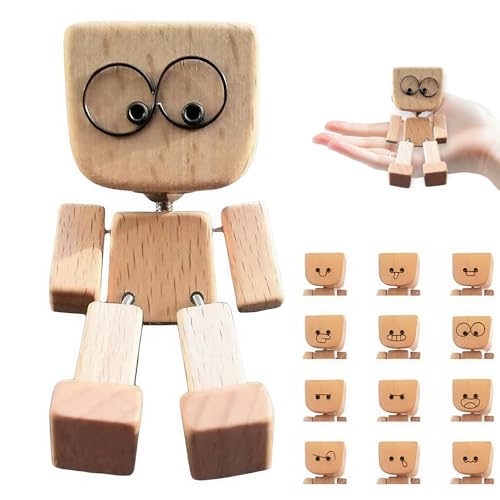 Charmante kleine Holzfigur, Schüttelnde Holzmann-Figur, Handgefertigte Wackelnde Füßen Holzpuppe Auto Ornamente die mit 12 magnetischen Ausdrücke schwankt Interessante Dekoration für Reisen, Pendeln Charmante kleine Holzfigur, Schüttelnde Holzmann-Figur, Handgefertigte Wackelnde Füßen Holzpuppe Auto Ornamente die mit 12 magnetischen Ausdrücke schwankt Interessante Dekoration für Reisen, Pendeln von tuwiwol