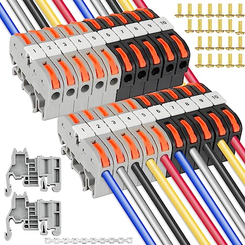 20 Stück Reihenklemmen Hutschiene, 0,08-4 mm² PCT-211 Hutschienen Klemmen, Klemmblock Durchgangs Verbinder, Klemmblock Hutschiene, Klemmen Durchgangsklemme für Feste Kabel Automatisierungsprojekte von twirush