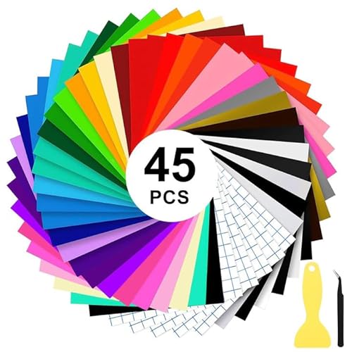 45 Stück Vinylfolien Plotter Selbstklebend, 30.5 x 14cm 40 Plotterfolie Vinyl + 5 Transferfolie Plotter mit Schaber und Pinzette für Cricut,Silhouette Cameo, für Abziehbilder Schilder 45 Stück Vinylfolien Plotter Selbstklebend, 30.5 x 14cm 40 Plotterfolie Vinyl + 5 Transferfolie Plotter mit Schaber und Pinzette für Cricut,Silhouette Cameo, für Abziehbilder Schilder von twirush