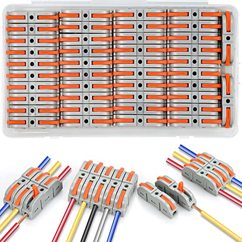 Kabelverbinder, 42 Stück Verbindungsklemmen Elektrische Anschlussblöcke, SPL-1 Klemme mit Betätigungshebel, Leiter Klemme, können frei kombiniert Werden SPL-2,3,4,5 von twirush