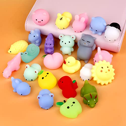 Mini Squishy Pack, Soft Mochi Squishy Toys 24 Pack Moji Fidget Toys, Mini Kawaii Tier Squishies Partytüten Füllstoff Stressabbau Spielzeug für Kinder Erwachsene Weihnachten Geburtstagsgeschenk von twoonto