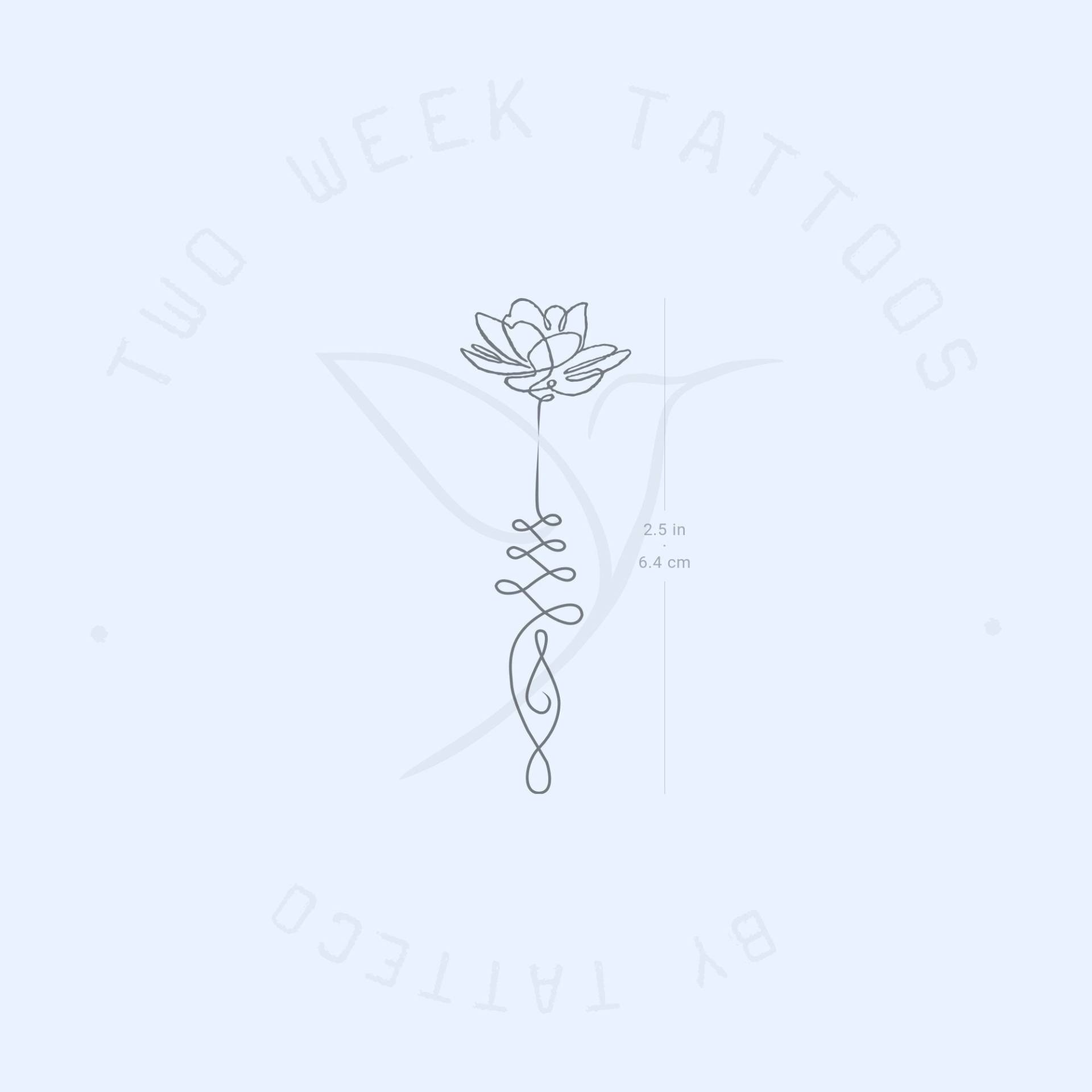 Kontinuierliche Linie Unalome Lotus Semi-Permanent 2-Wochen Tattoo | 2Er Set von twoweektattoos