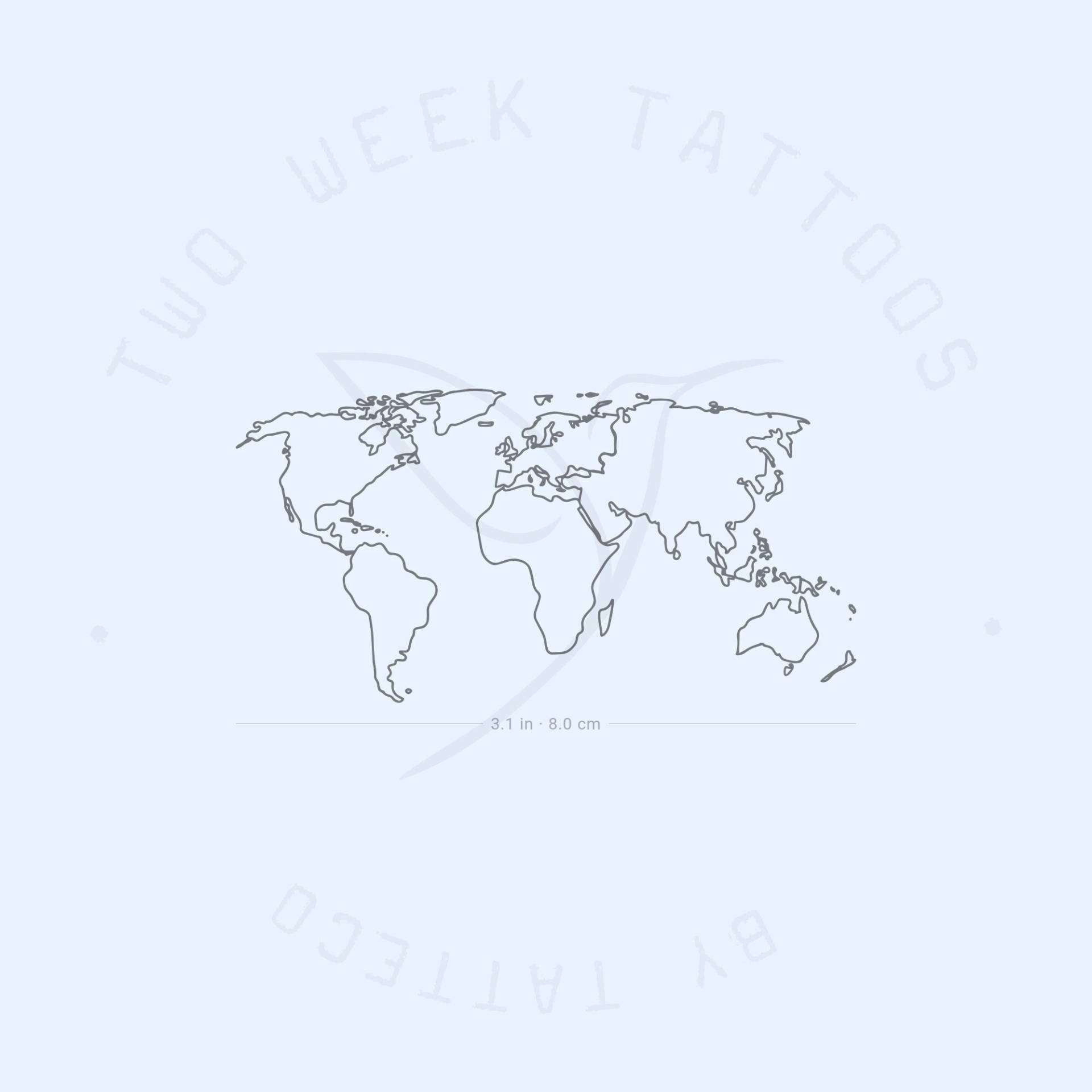Weltkarte Semi-Permanent 2-Wochen Tattoo | 2Er Set von twoweektattoos