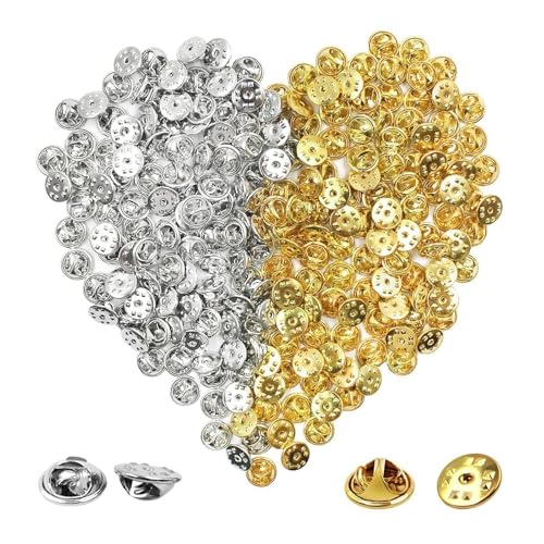 txuzong 200 Stück Pins Anstecker, Verschlussstift Rückseiten, Gold und Silber Anstecker pin Schmuckzubehör Schmetterlingsverschluss Praktische Schnalle, für Abzeichen Schmetterlingskupplung Rückseiten von txuzong