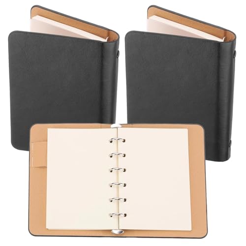 txuzong Nachfüllbares A7 Ringbuch mit 6 Ringen • Aus Kunstleder mit Hardcover • Notizbuch mit glattem beigem Papier • Personalisiertes Tagebuch, Planer oder Adressbuch für Frauen & Männer • Inkl. lini von txuzong