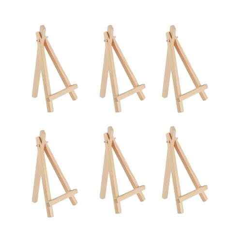 tyi 6 Stück Staffelei Holz Mini Staffelei Dreieck Staffelei leine Staffelei Tischdeko für Hochzeit Geburtstag Taufe Party (16 x 8 cm) von tyi