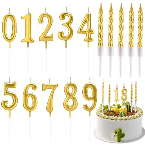 20 Stück Gold Geburtstagskerzen Nummer 0-9 Zahlenförmige Kerze 10pcs Gold Spirale Kuchen Kerzen mit Halter Geeignet für Geburtstags, Party und Jubiläumsdekoration 20 Stück Gold Geburtstagskerzen Nummer 0-9 Zahlenförmige Kerze 10pcs Gold Spirale Kuchen Kerzen mit Halter Geeignet für Geburtstags, Party und Jubiläumsdekoration von tyokas