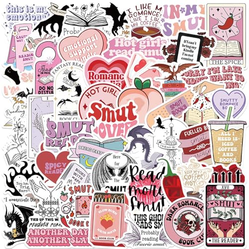 50 Stück Rosa Buchaufkleber Sticker Aesthetic Bookish Sticker Süße Lesen Wasserfestes Vinyl Aufkleber Set Geeignet für Koffer, Tagebücher, Sammelalben, Laptops von tyokas