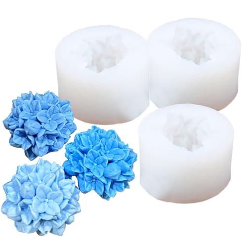 3 Stück Silikon-Hortensien-Blumen-Form für Seife, Kerzen, DIY, Sommer, Blau, Hortensien, Geschenk 3 Stück Silikon-Hortensien-Blumen-Form für Seife, Kerzen, DIY, Sommer, Blau, Hortensien, Geschenk von tyoungg