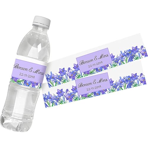 30 Stück personalisierbare Blumen-Wasserflaschen-Etiketten, Aufkleber, Geburtstag, Jahrestag, Braut, Abschluss, (B) von tyu