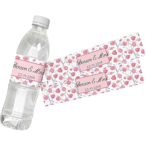 30 Stück personalisierbare Blumen-Wasserflaschen-Etiketten, Aufkleber, Geburtstag, Jahrestag, Braut, Abschluss, (H) von tyu