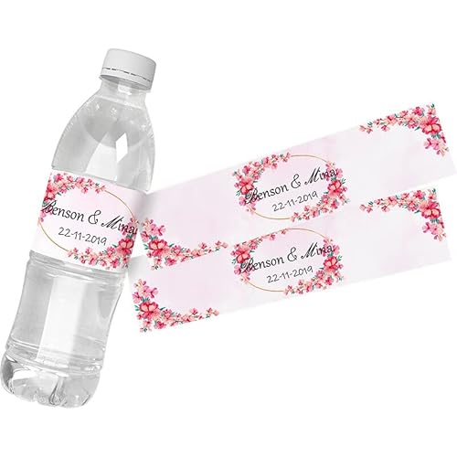 Personalisierbare, personalisierbare Wasserflaschen-Etiketten mit Blumenmuster, für Geburtstag, Jahrestag, Braut, Abschluss, 30 Stück (E) von tyu