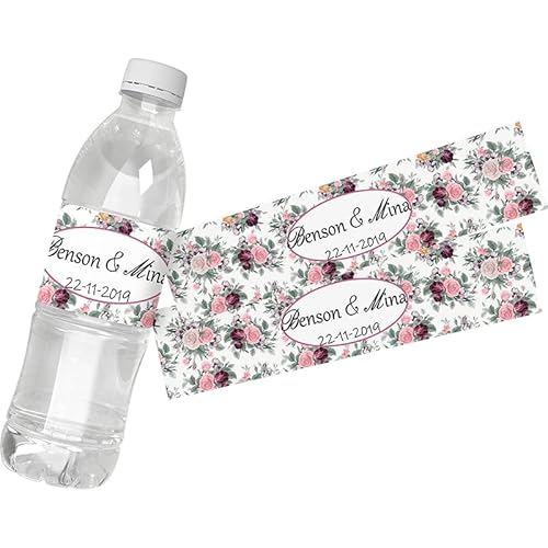 Wasserflaschen-Etiketten mit Blumenmuster, für Geburtstag, Jahrestag, Braut, Abschluss, 30 Stück Wasserflaschen-Etiketten mit Blumenmuster, für Geburtstag, Jahrestag, Braut, Abschluss, 30 Stück von tyu