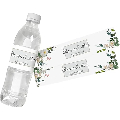 Wasserflaschen-Etiketten mit Blumenmuster, für Geburtstag, Jahrestag, Braut, Abschluss, G, 30 Stück Wasserflaschen-Etiketten mit Blumenmuster, für Geburtstag, Jahrestag, Braut, Abschluss, G, 30 Stück von tyu