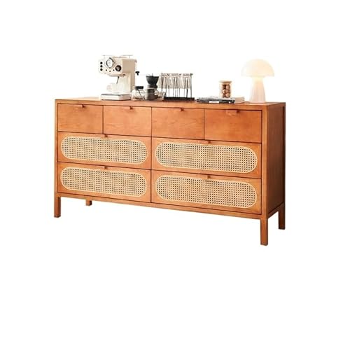 uadyie Sideboard Kommode aus Holz for den Haushalt, moderner, einfacher Rattan-Schubladenschrank, kreativer Holzschrank Sideboard mit Schubladen(Drawer Cabinet) von uadyie