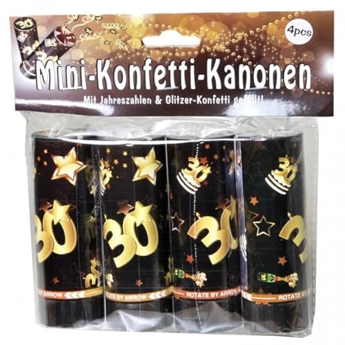 Set Konfetti Kanonen mit Jahreszahl zum 30. Geburtstag schwarz/gold von udo schmidt gmbh