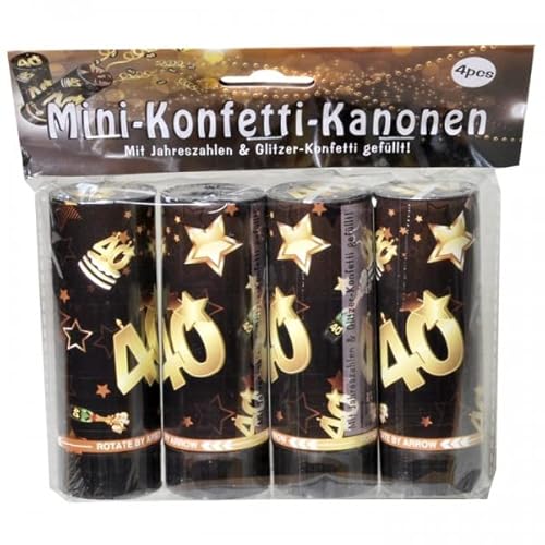 Set Konfetti Kanonen mit Jahreszahl zum 40. Geburtstag schwarz/gold von udo schmidt gmbh