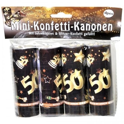 Set Konfetti Kanonen mit Jahreszahl zum 50. Geburtstag schwarz/gold von udo schmidt gmbh