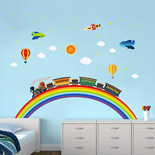 ufengke Wandtattoo Regenbogen Zug Wandaufkleber Wandsticker Rakete Flugzeug für Kinderzimmer Jungen Schlafzimmer Wohnzimmer ufengke Wandtattoo Regenbogen Zug Wandaufkleber Wandsticker Rakete Flugzeug für Kinderzimmer Jungen Schlafzimmer Wohnzimmer von ufengke