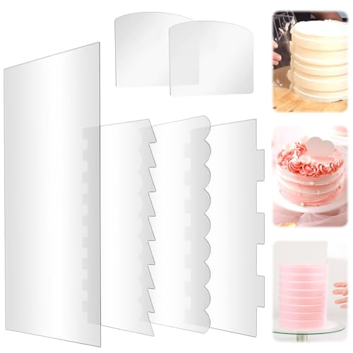 uinnossvc 6 Stück Kuchenschaber, Klares Acryl Tortenglätter, Kuchen Creme Spachtel mit Streifenrand, Torten Schaber für Küche Backen Kuchen Buttercreme DIY, Torten Backen Zubehör uinnossvc 6 Stück Kuchenschaber, Klares Acryl Tortenglätter, Kuchen Creme Spachtel mit Streifenrand, Torten Schaber für Küche Backen Kuchen Buttercreme DIY, Torten Backen Zubehör von uinnossvc