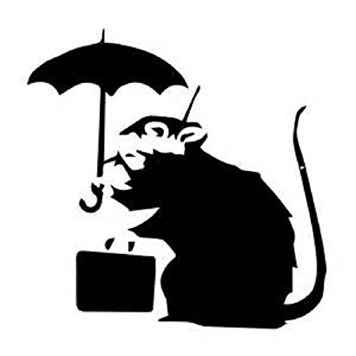 Maus Loch "Kleine Banksy Ratte mit Regenschirm" Sockelleiste Wand Aufkleber Vinyl Aufkleber "10 CM X 10 cm von uksellingsuppliers