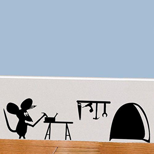 Maus-Loch "Maus AT WORK", Sockelleiste, Wand-Aufkleber, Vinyl-Aufkleber 18 cm X 5 cm, Kunstwand, Uksellingsuppliers von uksellingsuppliers