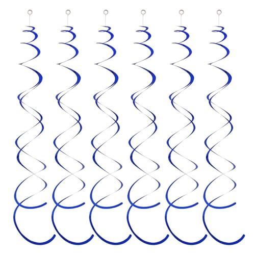ulafbwur Farbechte Party-Wirbel, goldene Twin-Tail-Swirl-Dekorationen, 6 Stück Spiral-Anhänger-Luftschlangen zum Aufhängen, Kunststoff-Luftschlangen, Decke Dunkelblau ulafbwur Farbechte Party-Wirbel, goldene Twin-Tail-Swirl-Dekorationen, 6 Stück Spiral-Anhänger-Luftschlangen zum Aufhängen, Kunststoff-Luftschlangen, Decke Dunkelblau von ulafbwur