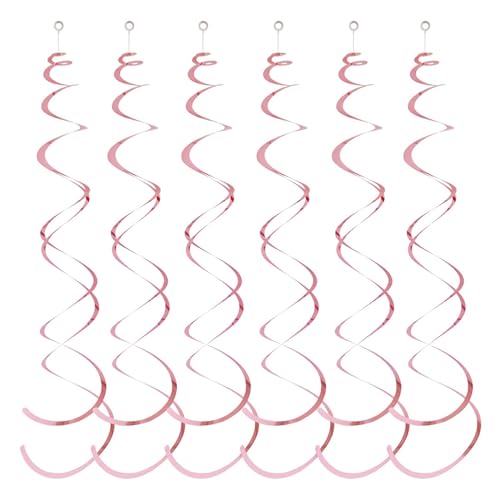 ulafbwur Farbechte Party-Wirbel, goldene Twin-Tail-Swirl-Dekorationen, 6 Stück Spiral-Anhänger-Luftschlangen zum Aufhängen, Kunststoff-Luftschlangen, Decke Rosa ulafbwur Farbechte Party-Wirbel, goldene Twin-Tail-Swirl-Dekorationen, 6 Stück Spiral-Anhänger-Luftschlangen zum Aufhängen, Kunststoff-Luftschlangen, Decke Rosa von ulafbwur
