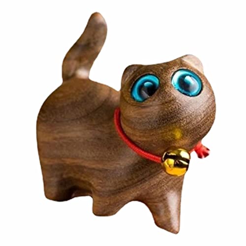 ulapithi Handgefertigte, Holzkatze Katze Holzfigur Tier Katzenfigur Aus, Katze Tierfiguren Holzfigur Skulptur Figuren Holzornamente, Glückskatzen Statue, Süßes Handgefertigte Wohnkultur Zierelement von ulapithi