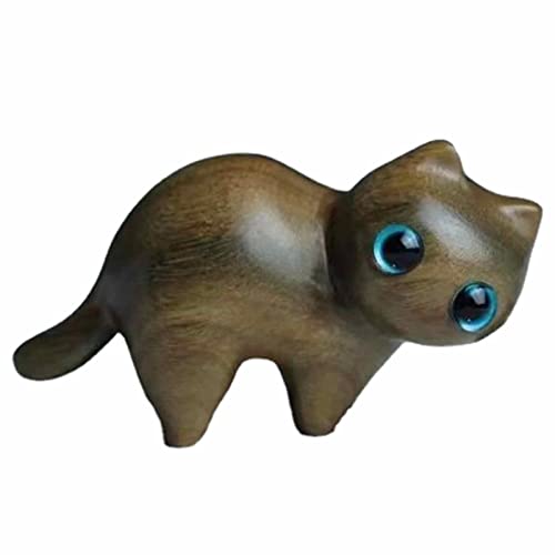 ulapithi Handgefertigte, Holzkatze Katze Holzfigur Tier Katzenfigur Aus, Katze Tierfiguren Holzfigur Skulptur Figuren Holzornamente, Glückskatzen Statue, Süßes Handgefertigte Wohnkultur Zierelement von ulapithi