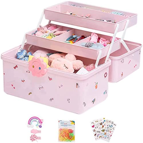 Kinder Haarschmuck Aufbewahrungs Boxen Aufbewahrung Kasten Babykopf Seil Haarnadel Rosa Craft Organizer Tragbare Aufbewahrungsbox Schmuckschatulle Für Haarbänder, Haargummis, Clips, Organizer von ulapithi