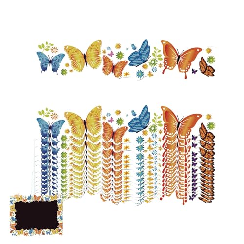 Schmetterlinge Wanddekoration Aufkleber, bunte Schmetterlinge Scrapbooking Aufkleber | 64X Set Schmetterlinge für Bilderrahmen | Schmetterling Aufkleber Dekoration von ulapithi