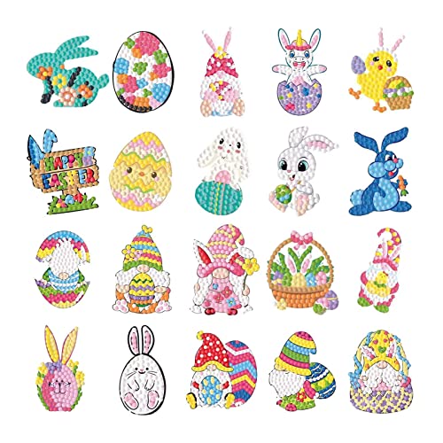 ulapithi Diamant Malerei Kits Ostern, 20 5D Ostern Set, Ostern 5D Ostern Deko Sticker Set Aufkleber Favors Hanging Pendants von ulapithi