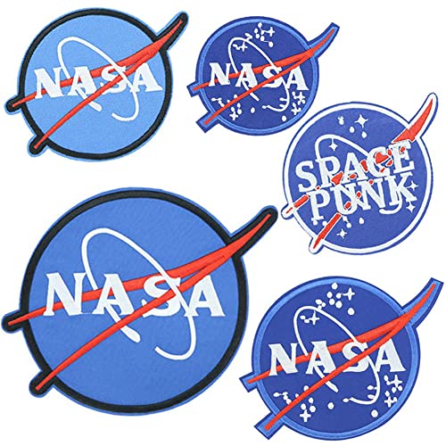 NASA-Aufnäher, bestickt, zum Aufbügeln oder Aufnähen, Weltraum-Punk-Aufnäher, Dekoration für DIY-Jeans, Jacken, Kinderkleidung, Tasche, Rucksäcke, 5 Stück von ulricar