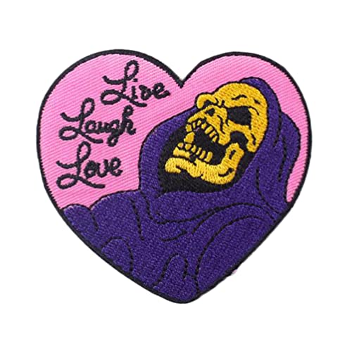 ulricar Live Laugh Love Heart Patch Skeleton Applique Iron On Sew On Skull Heart Patch Sticker for Jackets Jeans Pants Backpacks Clothes, Multicolor, WJH-YF5 ulricar Live Laugh Love Heart Patch Skeleton Applique Iron On Sew On Skull Heart Patch Sticker for Jackets Jeans Pants Backpacks Clothes, Multicolor, WJH-YF5 von ulricar