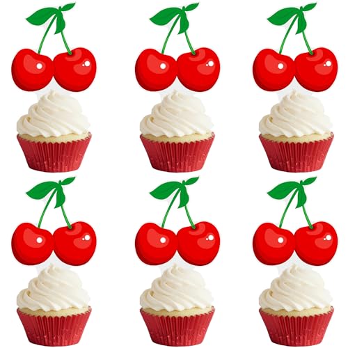 Cupcake-Topper, Kirsch-Geburtstagsparty-Dekorationen für Kirsch-Thema, Babyparty, Kindergeburtstag, Party, Kuchendekorationen von umoni