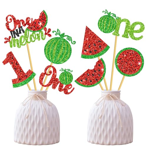 One in A Melon Geburtstag Mittelstück Sticks Wassermelone Party Dekorationen Wassermelone 1. Geburtstag Tischaufsätze Wassermelone Thema Tafelaufsätze für Sommer Obst erste Babyparty Dekorationen von umoni