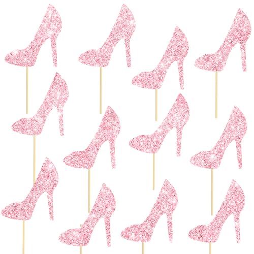 Rosa Glitzerstäbchen mit hohem Absatz, Mittelstück für Hochzeit, Verlobung, Brautparty, Party, Geburtstagsfeier, Stiletto-Themenparty, Tischdekoration von umoni
