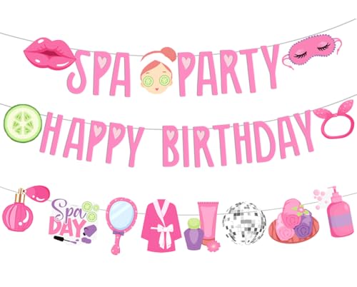 Spa Party Banner Spa Geburtstag Party Supplies Spa Geburtstag Banner für Mädchen Rosa Make-up Spas Glamour Kosmetik Thema Supplies von umoni