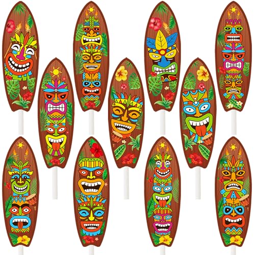 Tiki Surfbrett-Cupcake-Topper, 36 Stück, Tiki-Totem-Cupcake-Dekoration, hawaiianisches Luau-Partyzubehör für Aloha-Mottoparty, Strandzubehör Tiki Surfbrett-Cupcake-Topper, 36 Stück, Tiki-Totem-Cupcake-Dekoration, hawaiianisches Luau-Partyzubehör für Aloha-Mottoparty, Strandzubehör von umoni