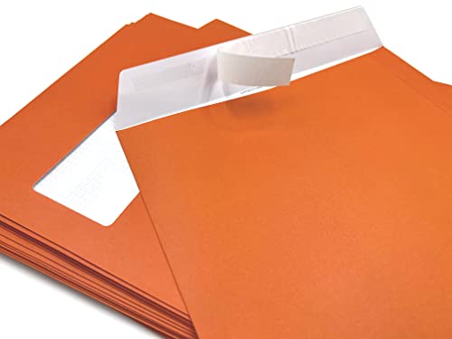100 Fenster-Umschläge, Versandtaschen mit Sichtfenster, Orange, C4 = 324 x 229 mm, mit Abziehstreifen von umschlag-discount