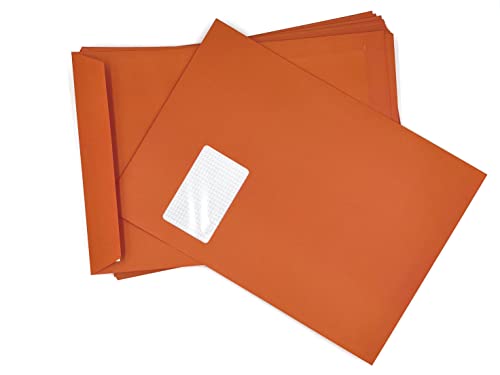 25 Fenster-Versandtaschen, Orange, C4 = 324 x 229 mm, mit Abziehstreifen, 90 g/qm von umschlag-discount