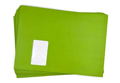 50 Versandtaschen mit laserfähigem Fenster, Grün, Frühlingsgrün, Apfelgrün, C4 = 324 x 229 mm, mit Abziehstreifen von umschlag-discount