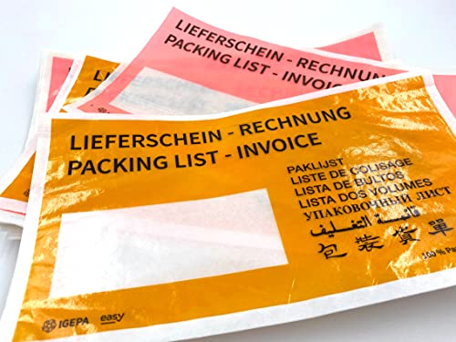 umschlag-discount – rote Versandtaschen aus Pergamin-Papier für Lieferscheine, Rechnungen, Retourenscheine & Co – 250 Stück selbstklebende Lieferscheintaschen mit den Innenmaßen 240x131 mm (DIN lang) von umschlag-discount